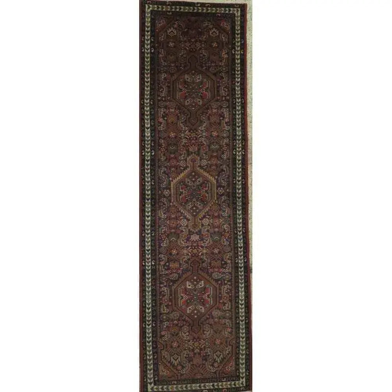 One Of The Kind Hand-Knotted Persian Wool Rug _ Luxurious Vintage Design, 10'5" x 2'6", Artisan Crafted